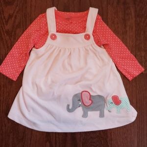 Carter's baby girl pink fleece elephant dress🐘